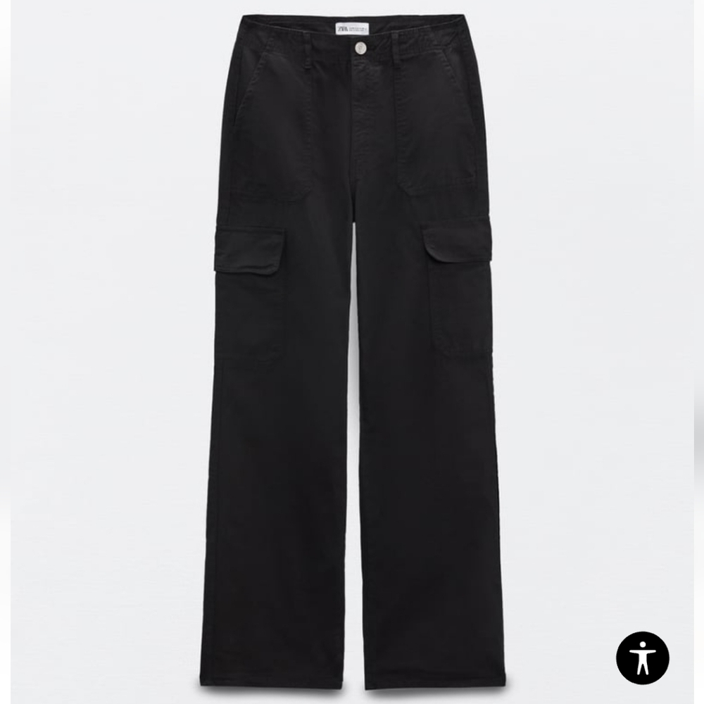 ZARA Black Straight Leg Cargo Pants